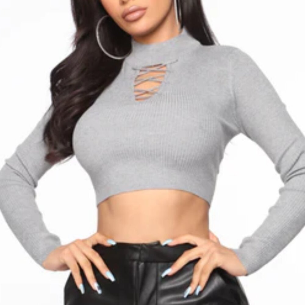 FASHION NOVA Cropped Ribbed Sweater